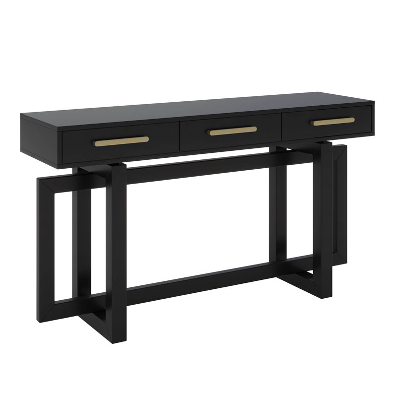 Elegant Console Table With Three Drawers, Extra Long Entryway Table, Black