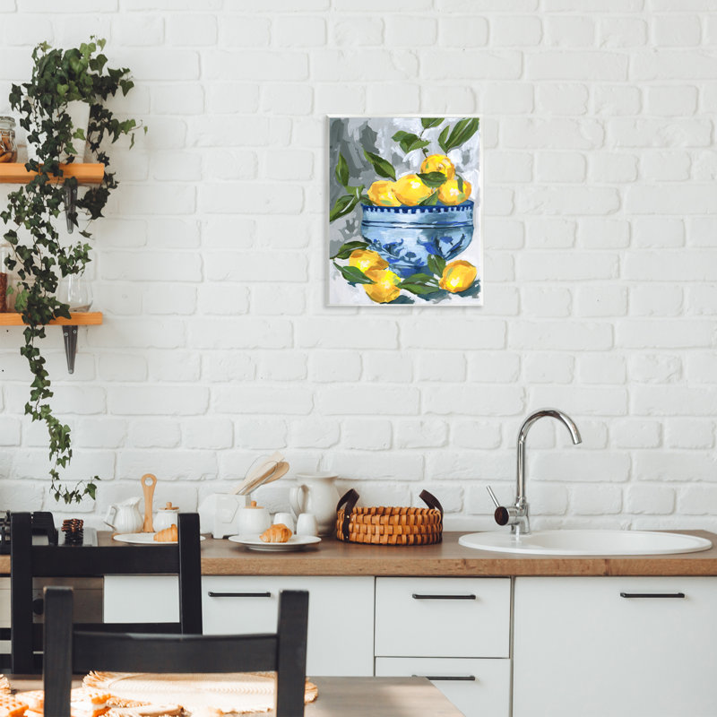 Plaque murale indigo et citron, design par Melissa Wang