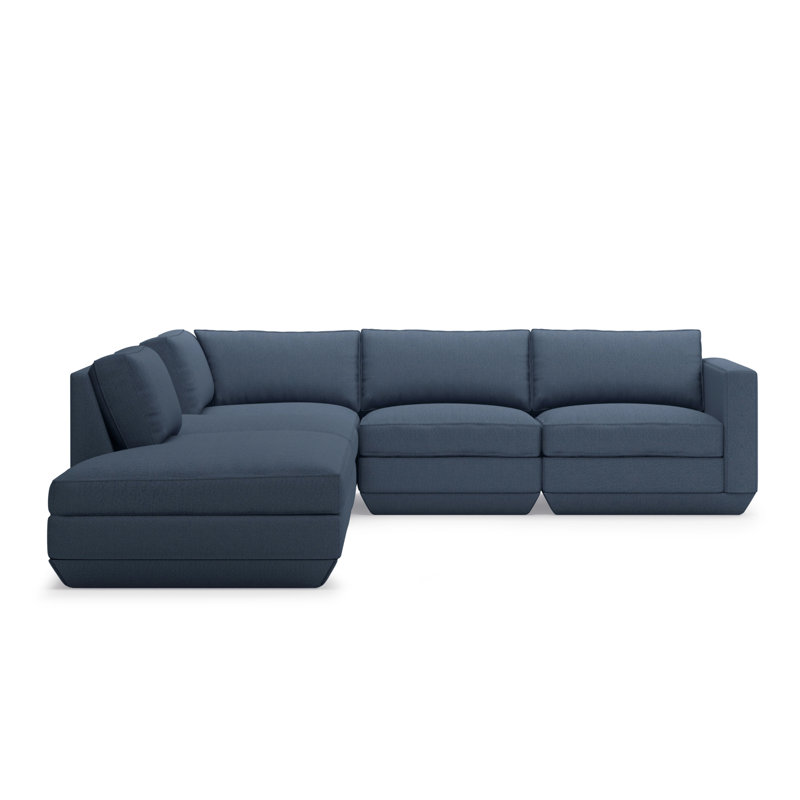 Podium Modular 5-Piece Seating Group, Left Hand Facing, Hanson Navy