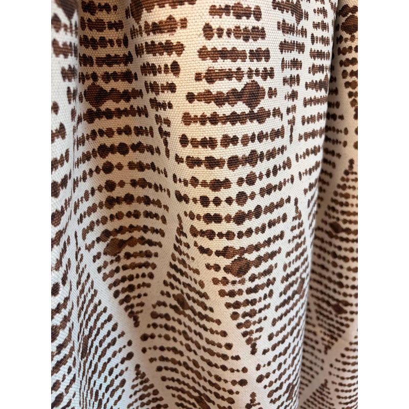 Chestnut brown geometric block print curtain panels