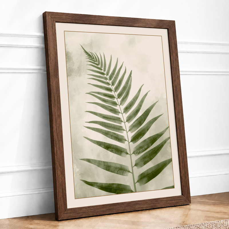 Delicate Fern Study Botanical - Framed Print, Walnut, A4 - 29.7 x 21.0 cm