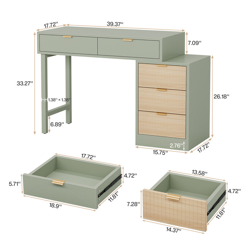 Modern Makeup Vanity Table, Green