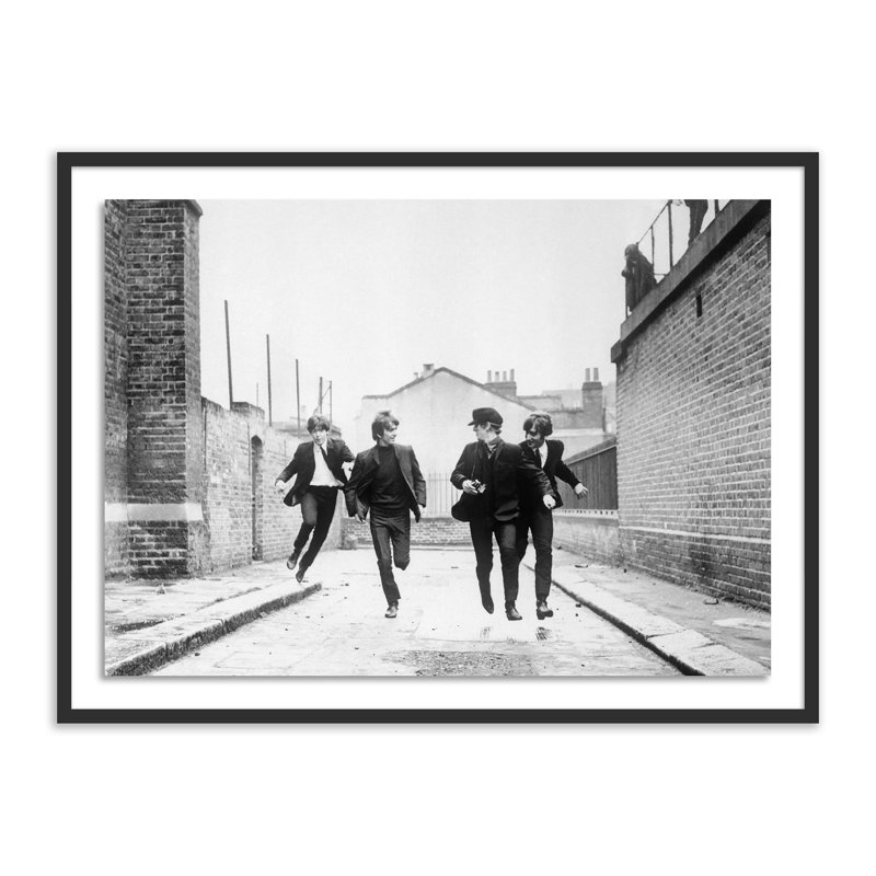 The Beatles Running In A Hard Day's Night Print by Getty Images, 18" H x 24" W, Black Maple