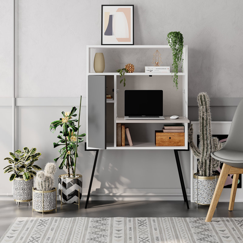 Ziva Desk, White/Light Mocha/Anthracite