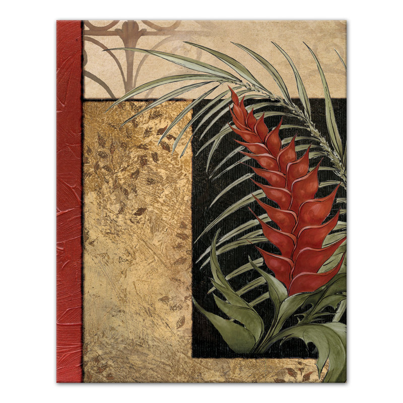 Palmier rouge sur toile, H 20 po x l 16 po x P 1,25 po, Sans cadre