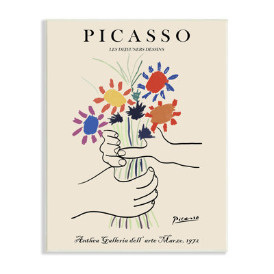 Peinture classique Picasso mains tenant un bouquet