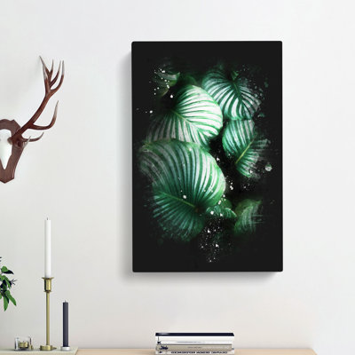 Gathered Green Plant Leaves - Wrapped Canvas