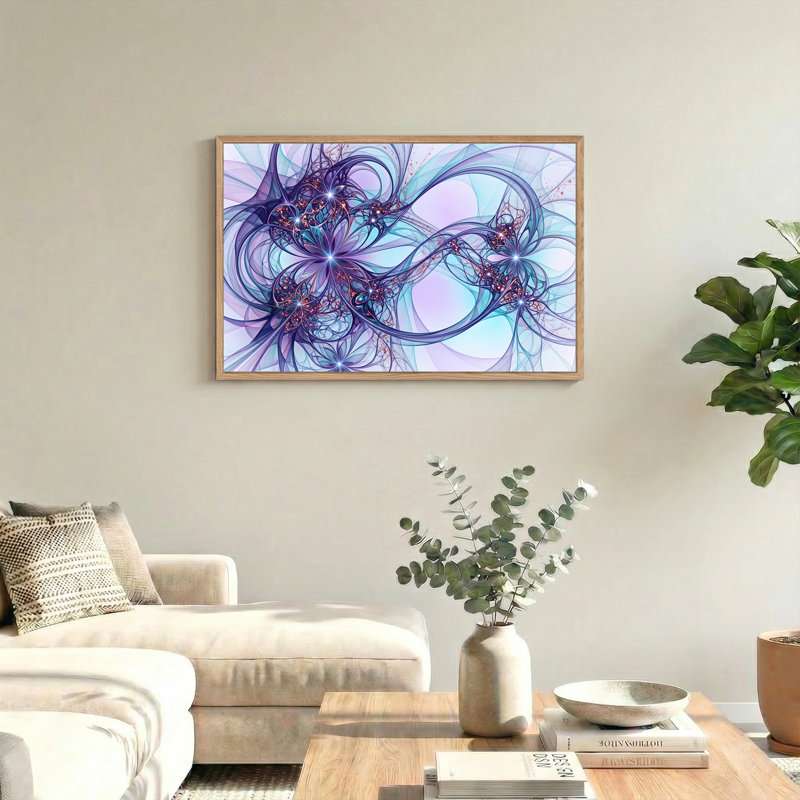 «Mauve et bleu», art numérique sur toile à motif de fractale abstraite, 18"H x 24"W
