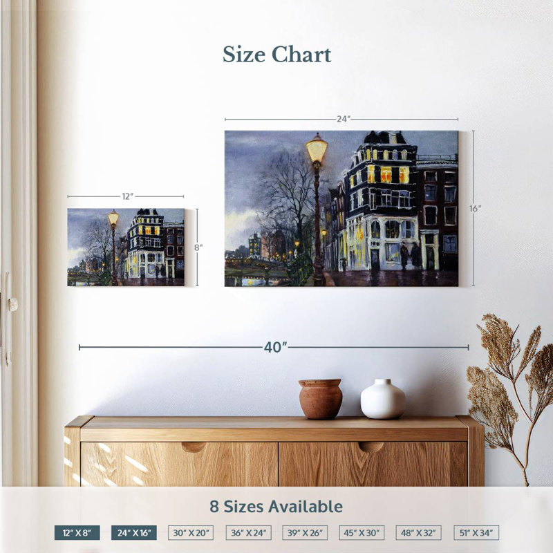Sirci au crépuscule, Amsterdam, H 16 po x l 24 po