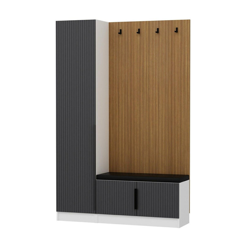 Modern Hall Stand, Anthracite Gray, 53.1 x 82.7 x 13.8 inches | 100% Melamine Coated Particle Board, Thickness: 0.7 inches | Stylish & Functional Storage Solution for Entryways, Durable & Contemporary Design