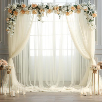 2 Panels Tulle Backdrop Curtain for Parties Wedding 150*300cm Sheer Backdrop Curtains for Bridal Shower Birthday Party Baby Shower Ceiling Drapes Christmas Photo Decorations 2 Panels