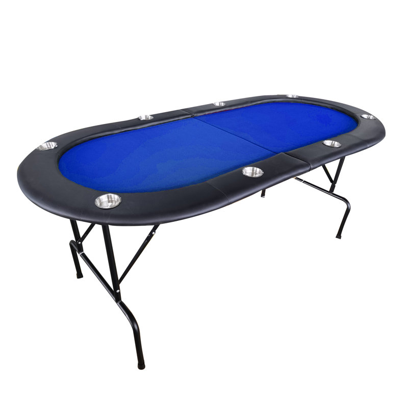 Table de poker pliable à 8 joueurs de 73 po INO Design, série Light avec porte-gobelets à rails rembourrés, Bleu
