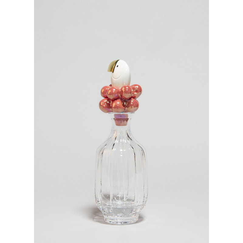 Toucan Clear/Red/Gold 13.39" Porcelain Table Vase