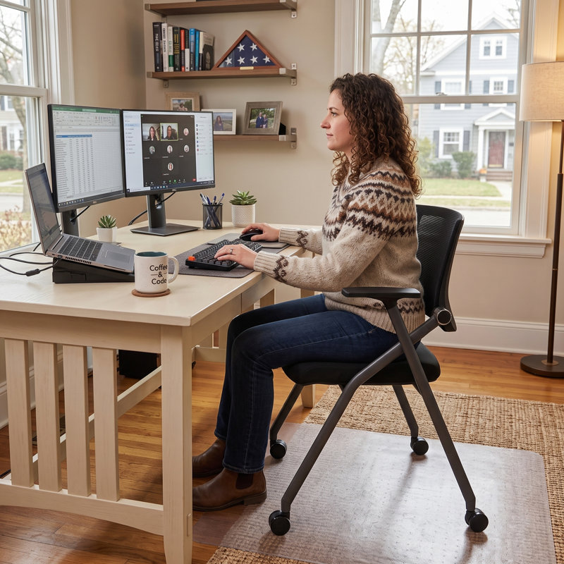 Chaise de bureau de conférence pliable, Noir mat