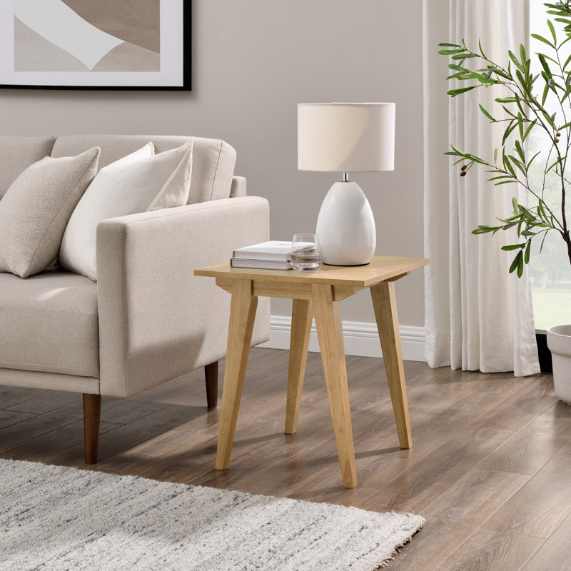 Debraca End Table，Minimal Solid Wood Side Table, Black