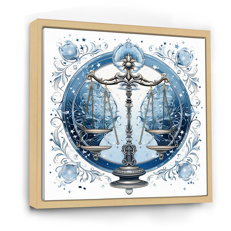 Balance signe astrologique II - astrologie murale, H 24 po x l 24 po x P 1 po, Cadre naturel flottant