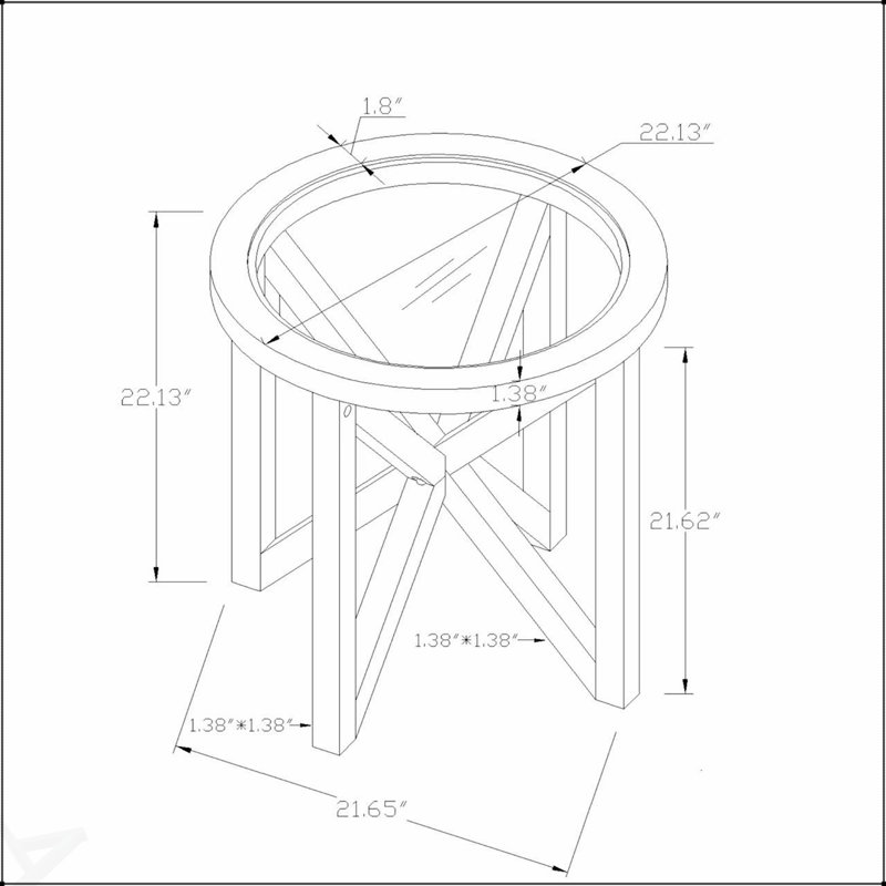 Table basse moderne simple en verre trempé avec base en bois massif, plateau rond transparent pour le salon et le bureau