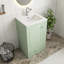 Petit meuble-lavabo autoportant vert moderne en panneau de fibres à densité moyenne de 20 po avec lavabo en céramique, armoire de rangement avec tiroir à fermeture en douceur, tablettes latérales ouvertes avec barre à serviettes en bois de pin-1792856555