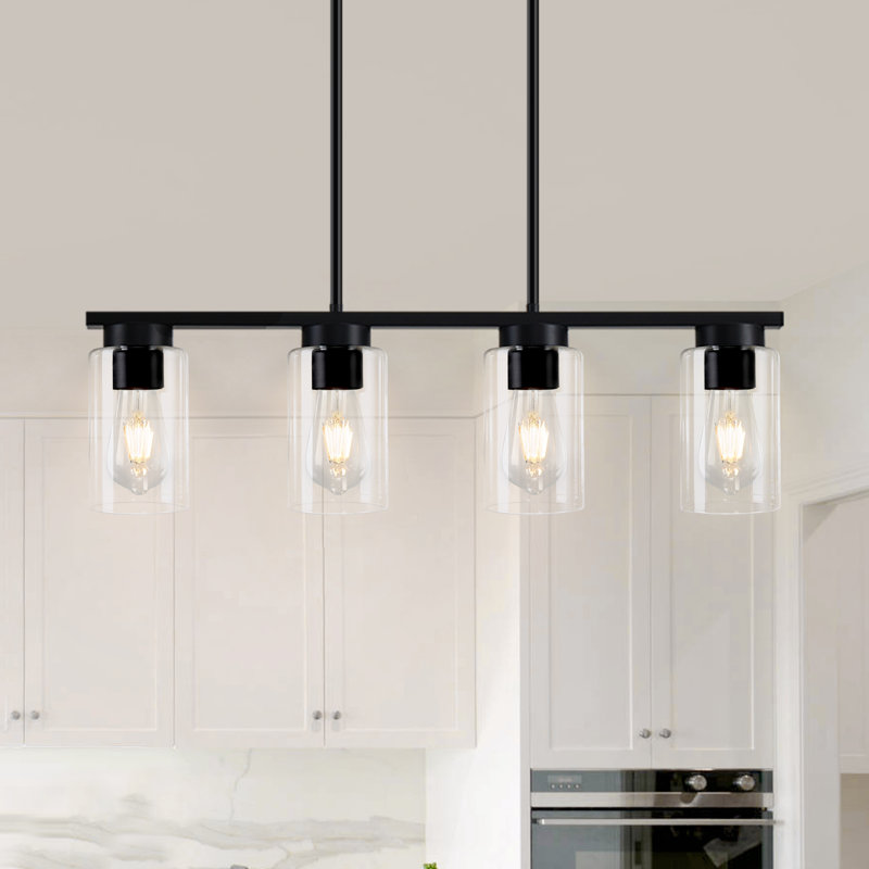 Dyllian 4 - Light Kitchen Island Pendant Lighting Linear Pendant Lights Dinning Room Light Fixture, Black