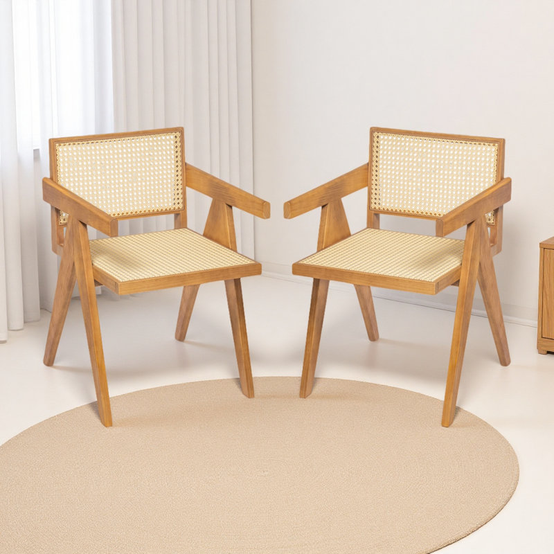 Chaise de salle à manger avec accoudoirs Chandigarh (ensemble de 2), Naturel