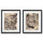 Ensemble de 3 reproductions d’art sur papier tatoué à motifs floraux