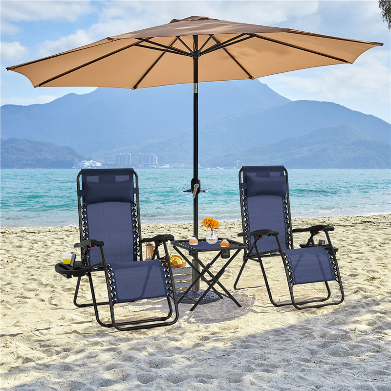 Color Folding Beach Chair, Navy Blue