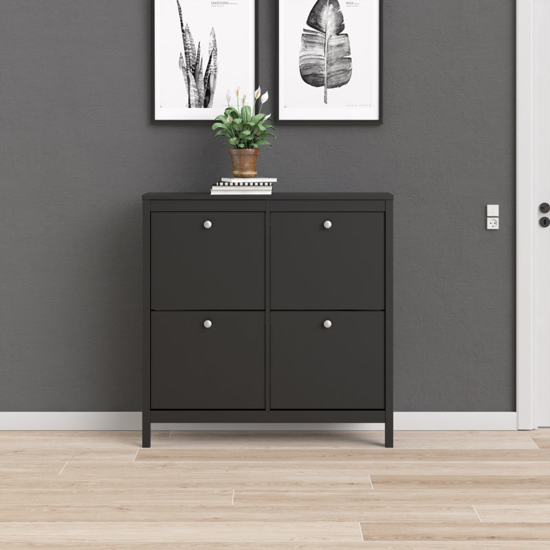 Cynsere 16 Pair Shoe Storage Cabinet, Black