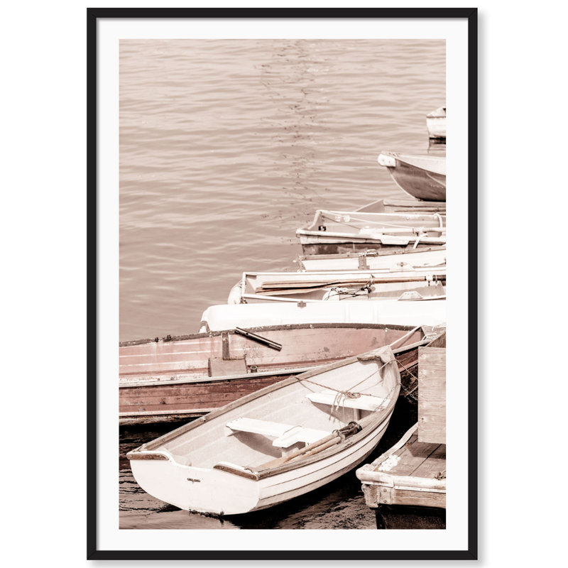 Monterey Boats by Carly Tabak - Photographie de cadre, Bois noir, L 18 po x H 25 po
