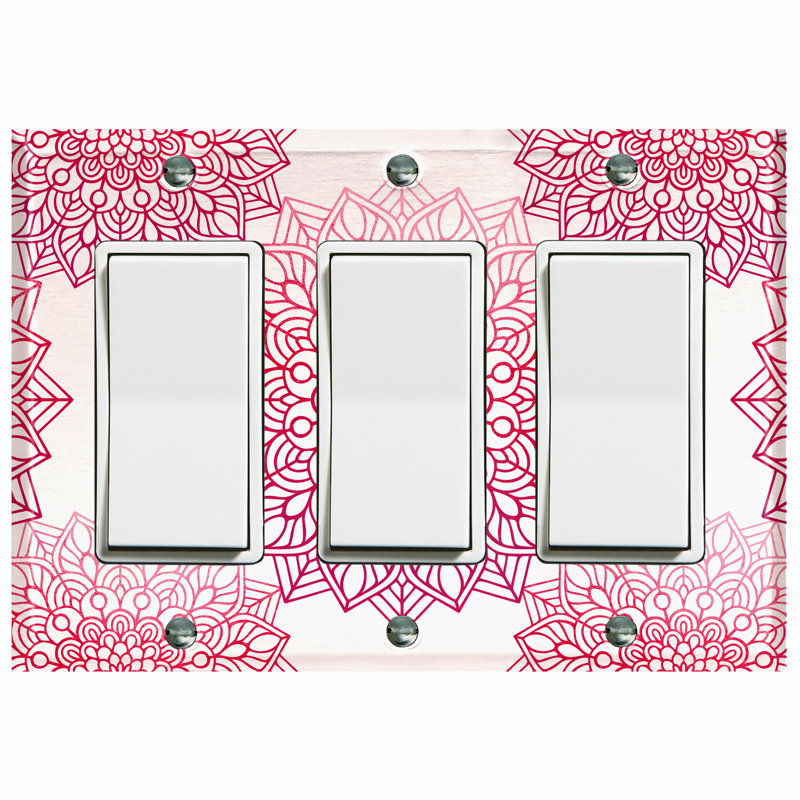 Plaque murale 3 lumières Mandala, Rose