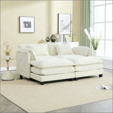 Zuri Chenille Fabric Upholstered 2-Seater Sectional Sofa with Ottomans