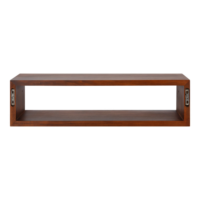 Walnut Brown Solid Wood Floating Wall Shelf, 28'' Wide