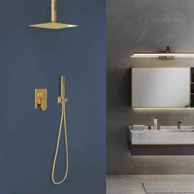 Topcraft 10-Inch Ceiling Mount Square Shower System With Rough-In Valve