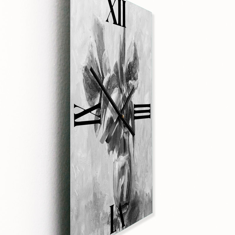 Horloge murale monochrome nature morte de fleurs dans un vase, Petit
