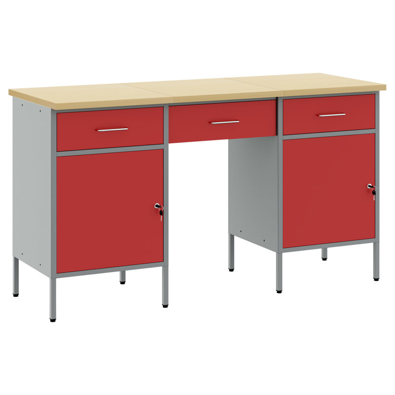 Work Cabinet with Drawer with Lock, Red