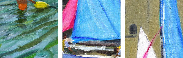«Wichita», école de voile, Calella De Palafrugall, Costa Brava, Espagne, par Andrew Macara, reproduction d'art, Toile