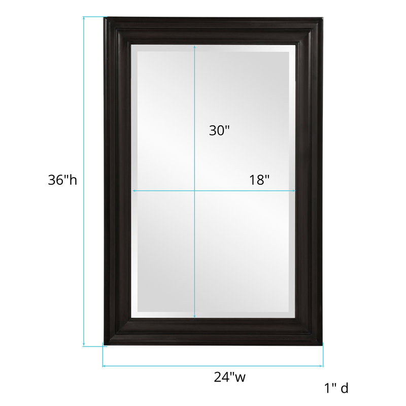 Cyrus Wood Rectangle Wall Mirror, Black