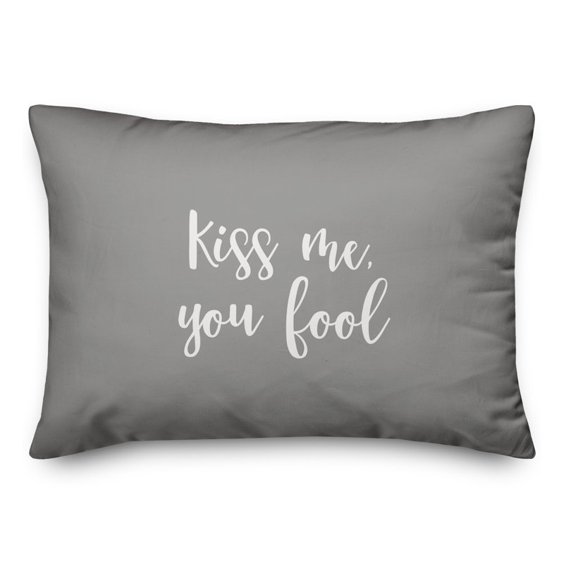  Coussin Kiss Me You Fool, Gris