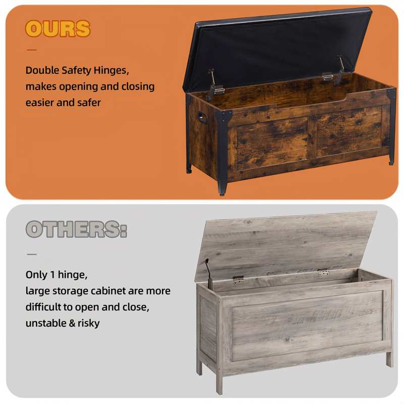 Gaomon Wood Storage Chest – A Multi-functional Storage Bench With Seating And 2 Safety Hinges, Ideal For Entryways. This Farmhouse-style Chest Trunk In Retro Brown Is Perfect For Bedrooms And Living Rooms.