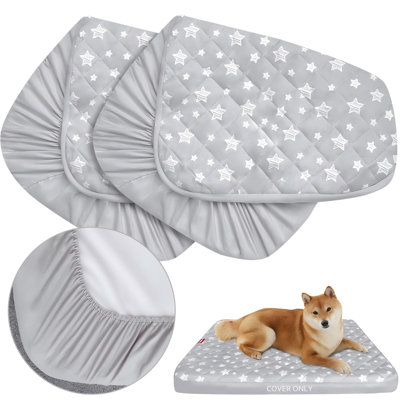 Dog Bed Covers Replacement Washable 2 Pack, Waterproof Dog Bed Covers Dog Pillow Cover Quilted, Pet Bed Cover Lovely Grey Star Print, Puppy Bed Cover 27X36 Inches, For Dog/Cat, Cover Only