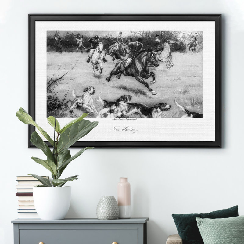 Chasse au renard - reproduction de photo sur toile, Noir, H 18,5 po x l 24,5 po x P 1,5 po