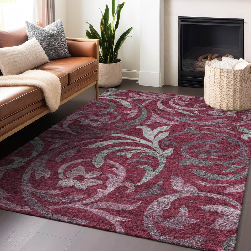 Premium Machine Washable Prisco Garnet Rug, Rectangle 10' x 14'
