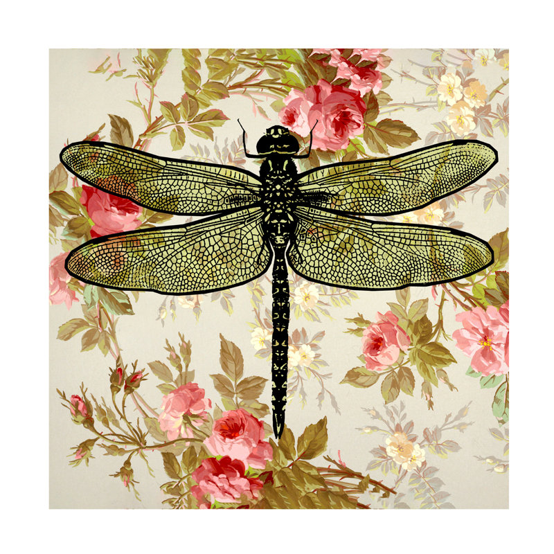 Modern & Contemporary " Dragonfly Wallpaper Square " 14" H x 14" W x 2" D