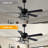 52 Inch Black Ceiling Fan with Light, Industrial Crystal Ceiling Fan with 5 Blades, 6-Speed Reversible DC Motor Modern Ceiling Fan