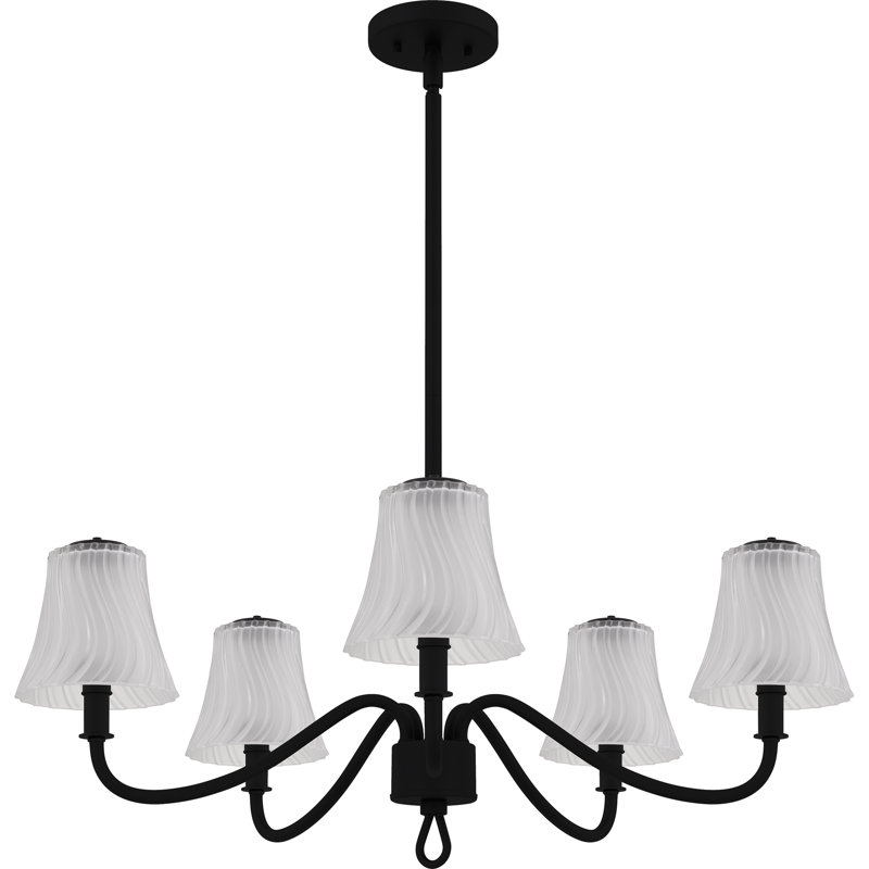 Amedio Linear Chandelier, 5 Lights, 11.5" H x 29.5" W x 29.5" D, Matte Black