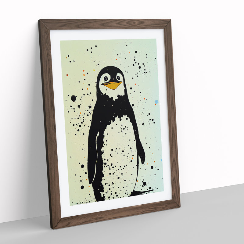 Penguin Graffiti No.7 - Wall Art, Walnut Picture Frame, White, 64cm H x 46cm W