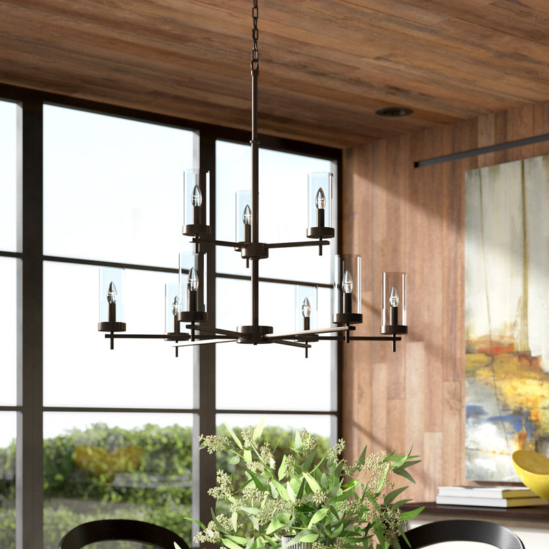 Linley Nine Light Chandelier from, Brushed Oil Rubbed Bronze, No