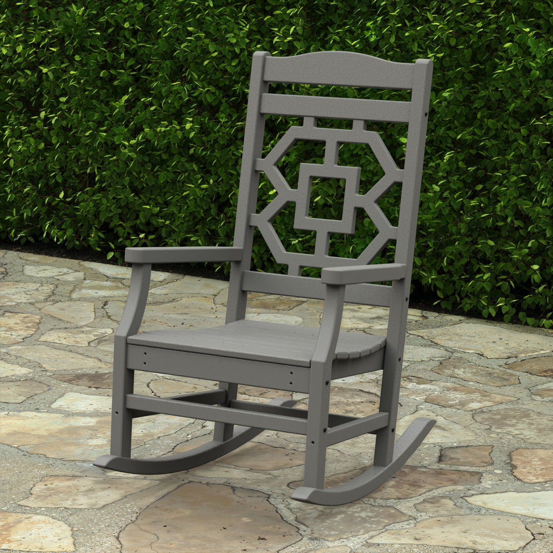 POLYWOOD Outdoor Chinoiserie Rocking Plastic Chair POLYWOOD® Frame 
