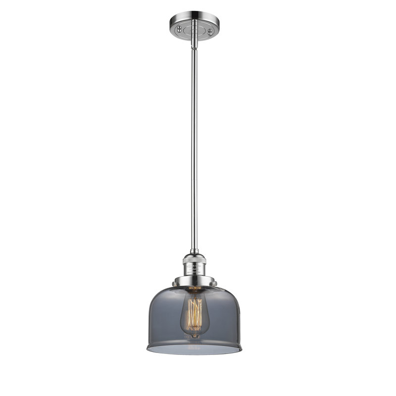 Luminaire suspendu pour dôme simple 1 lumières Whittaker, Plaqué couleur fumée, Ampoule non incluse