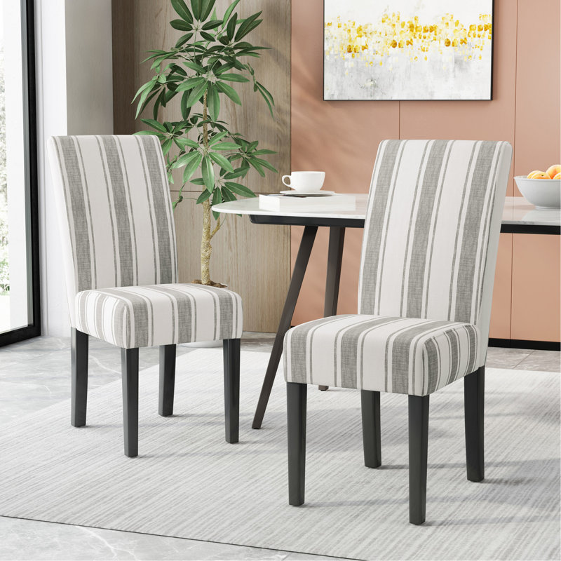 Chaise d'appoint rembourrée, Gris à rayures