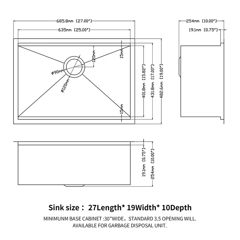 Undermount Workstation Kitchen Sink Single Bowl
